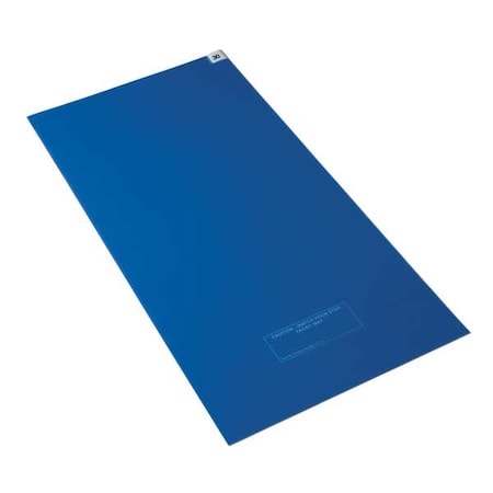 Disposable Tacky Mat, Polyethylene, 1.5 mil Thick, 36 in W x 45 in L, Blue, 30, 4 PK