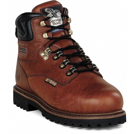 Men's Work Boot, 10 1/2 W, Steel Toe, 6 in H, Briar Brown, G6315