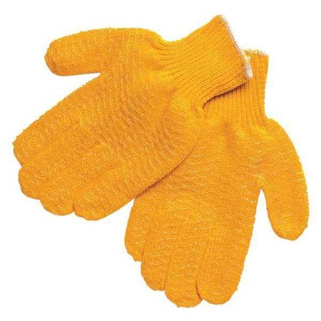 Knit Gloves, Acrylic, Fish Net Palm, Orange, S, 12 PK