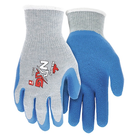Coated Gloves, Latex, Textured, Palm, 4 Abrasion Level, Gray, S (7) 1 PR