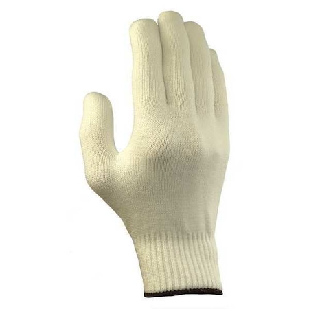 Knit Gloves, Polyester, Flat Uncoated, White, 8, 1 PR