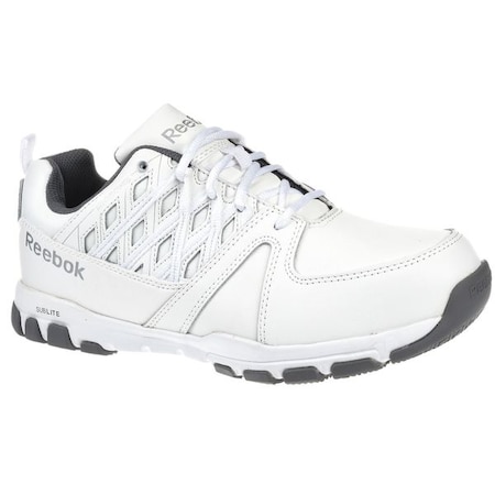 Men's Athletic Shoe, Steel Toe, Leather, Microfiber Upper, Rubber Outsole, Lace Up, White, 11 1/2 M
