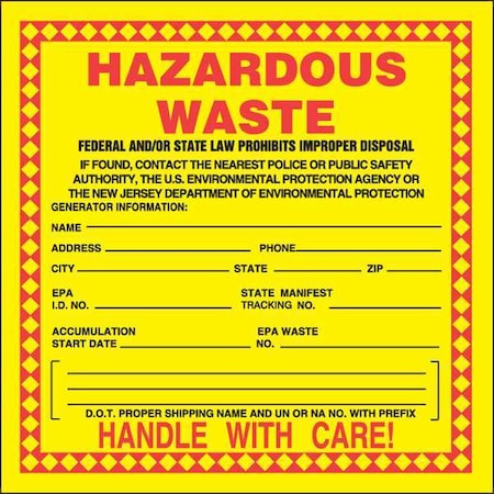 DOT Handling Label, Vinyl, 6" W, 6" H