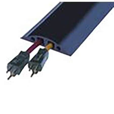 Cable Protector, 1-1/8 in H, 10 ft L, 5-3/4 in W, 2 Channel, Rubber, Black