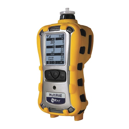 Multi-RAE Lite Multi-Gas Detector, Audible, Vibrating, Visual, LCD, 12 hr Battery Life