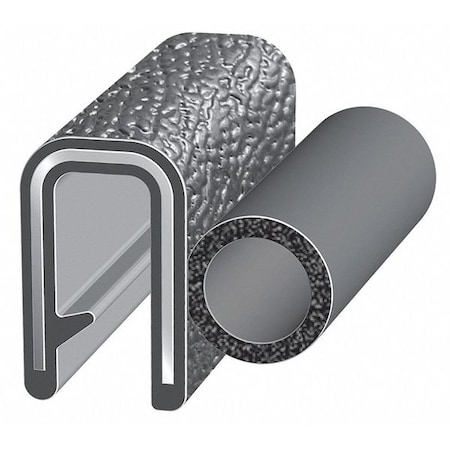 Trim Seal, EPDM, 100 ft Length, 13/16 in Overall Width, Style: Trim with a Top Bulb