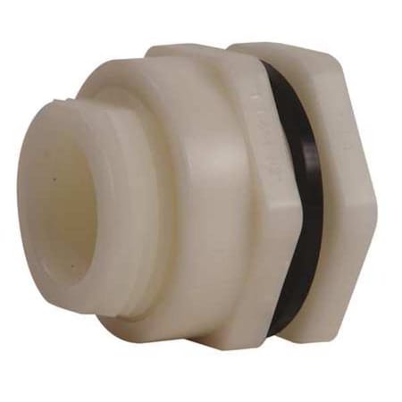 Bulkhead Fitting, 1", PP/FPM, FPT x FPT