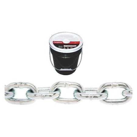 1/2" Grade 30 Proof Coil Chain, Zinc Plated, 40' per Round Pail