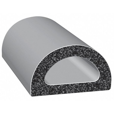 Rubber Seal, D-Shaped, 0.63"W x 25 ft.