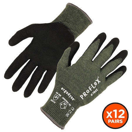 ANSI A4 Nitrile Coated CR Gloves 12-Pair, Green, Size XL