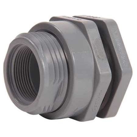 Bulkhead Fitting, 2", CPVC/FPM, Socket x FPT