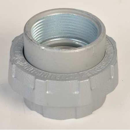 Rigid Union, 1-1/4 in, Threaded, Malleable Iron, Powder Coated, Silver