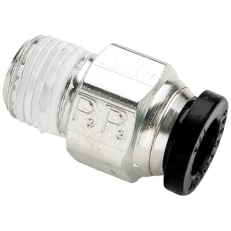 Pipe Fitting For 1/4 in OD Tube, Push-To-Connect x MNPTF, 1/8 in x 1/8 in, Nickel Plated Brass