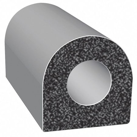 Rubber Seal, D-Shaped, 0.5"W x 100 ft.
