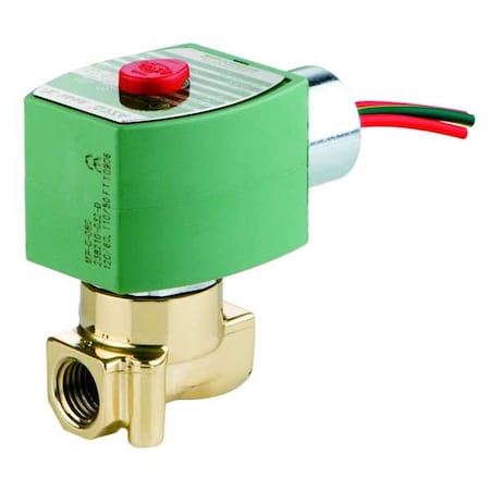 Solenoid Valve, 2-Way, 2-Position, Normally Closed, 1/8 in Pipe Size, 24V DC, High Flow, Brass, NBR