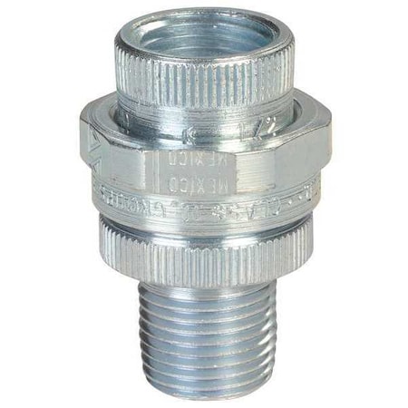 Rigid Union, 1/2 in x 3/4 in, Threaded, Steel, Electro Zinc Plated, Silver