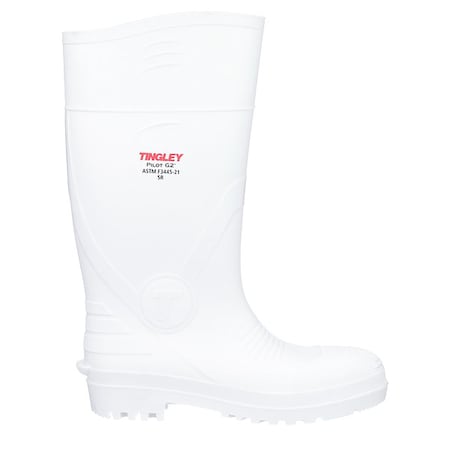 Unisex Pilot G2 Tall Rubber Boots, Plain Toe, 15 in Height, White, M9/W11