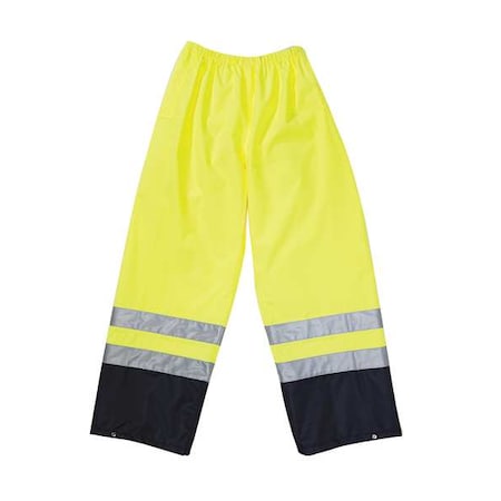 Rain Pants, Polyester/Polyurethane, 30 in Inseam, Drawstring Closure, Yellow, Size 4XL