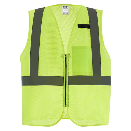 Class 2 High Visibility Yellow Mesh One Pocket Safety Vest - S/M