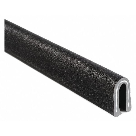 Edge Trim, PVC, Aluminum, 100 ft Length, 3/8 in Overall Width, Style: Rubber Look