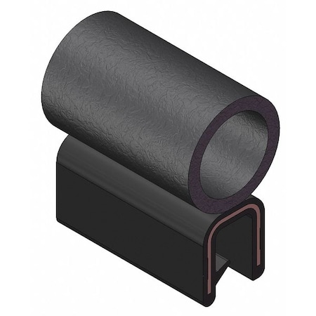 Trim Seal, EPDM, 100 ft Length, 3/4 in Overall Width, Style: Trim with a Side Bulb