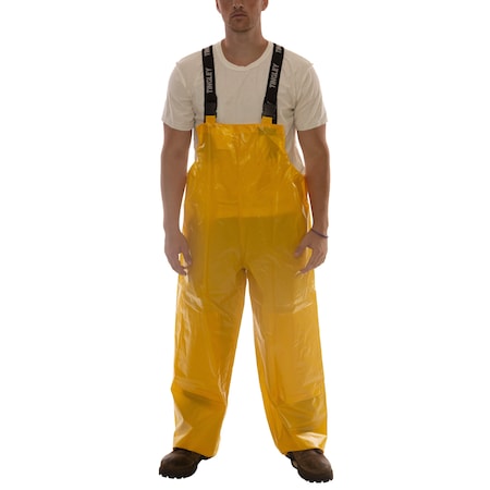 Rain Bib Overall, Polyurethane, 29 in Inseam, 36 in to 38 in Waist, 0.25 mm Thickness, Gold, M