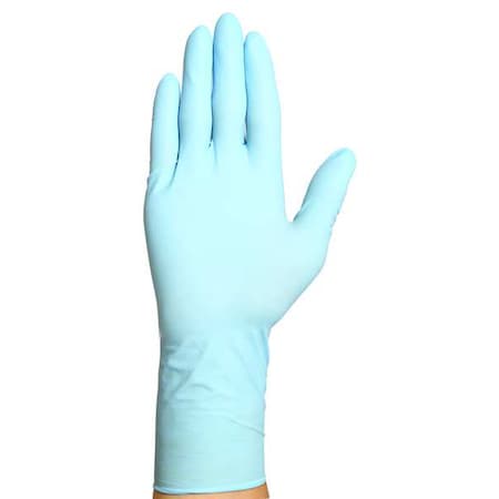 Disposable Gloves, 8.00 to 8.99 mil Palm, Nitrile, Powder-Free, XL (10), 50 PK, Blue