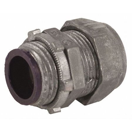 EMT Grounding Connector, 2 in, Compression, Zinc Alloy, Plain, Gray