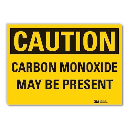 Carbon Monoxide Caution Reflective Label, 5 in Height, 7 in Width, Reflective Sheeting, English