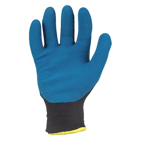 Coated Gloves, Nylon/Latex Palm, Acrylic Lining, Black/Blue, L ( 9 )