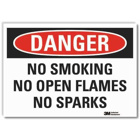 Danger, No Smoking No Open Flames No Sparks, 14 in W x 10 in H, Horizontal Rectangle