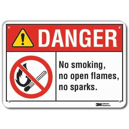 No Smoking Sign, 10" H, 14 in W,  Horizontal Rectangle, English, LCU4-0136-RA_14x10