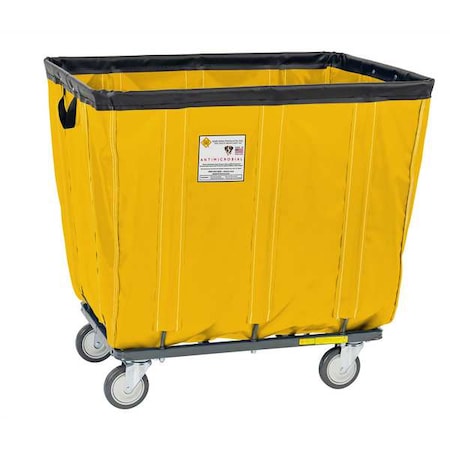 Antimicrobial Vinyl Basket Truck with Steel Base, 14 Bushel, Yellow