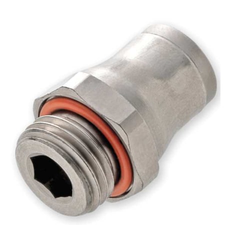 Push-Fit Adapter Fitting, 5/32 in Tube Size, Brass, Silver