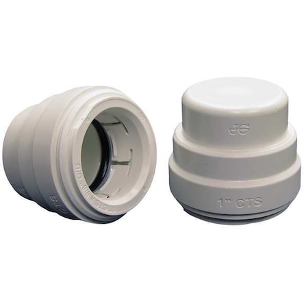 Push-Fit Fitting Cap, 3/4 in Tube Size, Polysulfone, White