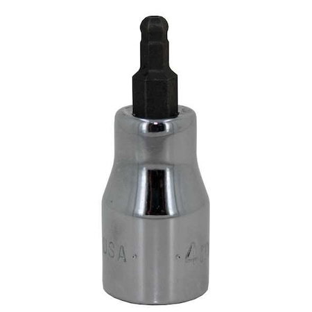 3/8 in Drive Ball Hex Hex Ball Bit Socket SAE 1/4 in Tip, 2 21/32 in L