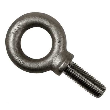 Eye Bolt With Shoulder, 3/8"-16, 1-1/4 in Shank, 1 in ID, Steel, Plain