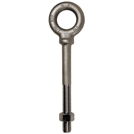 Eye Bolt With Shoulder, 5/16"-18, 2-1/4 in Shank, 5/8 in ID, 316 Stainless Steel, Plain