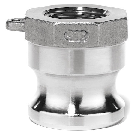 Cam and Groove Fitting, 304SS, A, 1-1/2" Adptr x 1-1/2" Female NPT