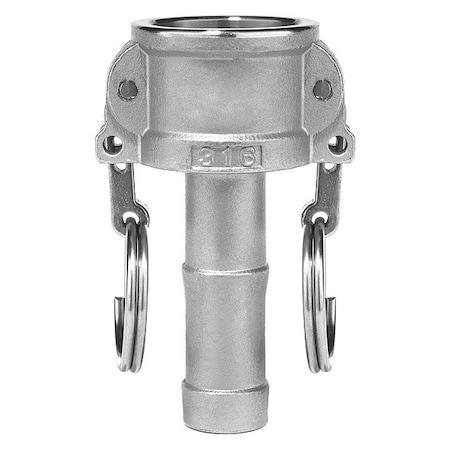 Cam and Groove Fitting, 304SS, C, 1/2" Coupler x 1/2" Hose Shank