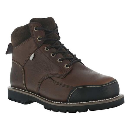 Men's 6-Inch Work Boot, 6 M, Steel Toe, 6 in H, Brown, IA0163