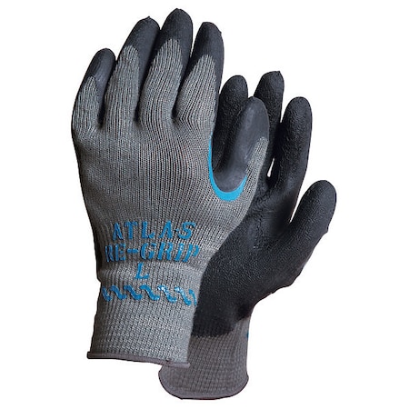Coated Gloves, Natural Rubber Latex, Textured, Palm, 4 Abrasion Level, Gray, 2XL (11) 1 PR