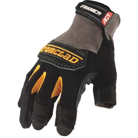 Framer(TM) Mechanics Gloves, Synthetic Leather Palm, Nylon Back, M, Black