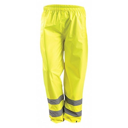 Rain Pants, Polyester/Polyurethane, 29 1/2 in Inseam, Pull On Closure, Yellow, Size 5XL
