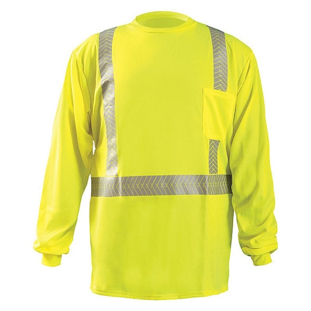 Unisex Long Sleeve T-Shirt, Polyester, Pullover, Yellow, 4XL