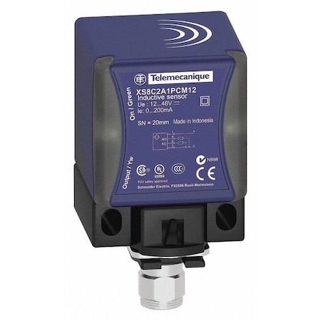 Inductive, Rectangular Proximity Sensor, PBT, 1/2 in Connector, 2 Wires, Unshielded