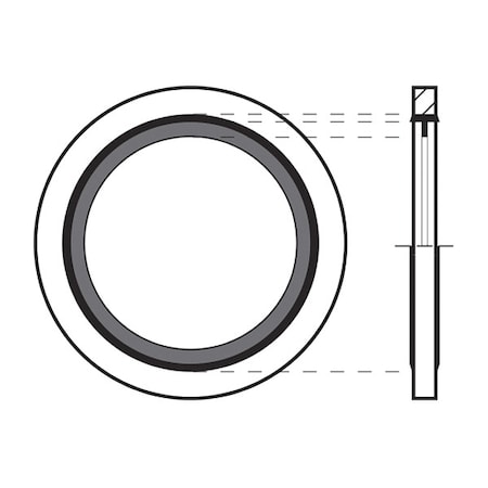 Sealing Washer, Fits Bolt Size M4 Steel/Buna-N, Cadmium-Plated Finish