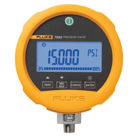 Digital Test Compound Gauge, -12 to 0 to 300 psi, 3 3/4 in Dial, 1/4 in NPT, Bottom Location