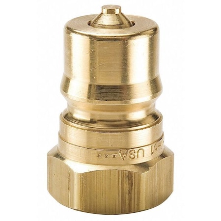 Hydraulic Quick Connect Hose Coupling, Brass Body, Ball Lock, 1/2"-14 Thread Size, 60 Series
