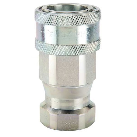 Hydraulic Quick Connect Hose Coupling, Steel Body, Sleeve Lock, 3/4"-14 Thread Size, 6600 Series